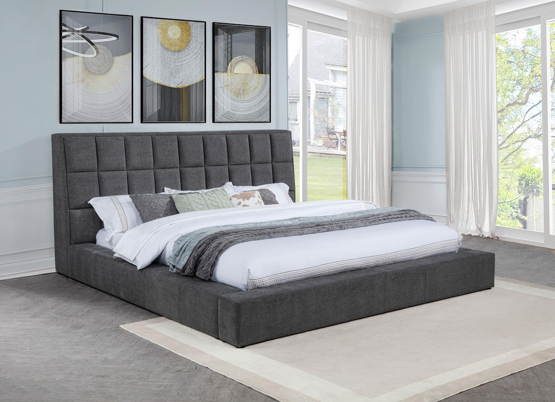 Dreux Upholstered California King Panel Platform Bed Grey - 315948GRYKW