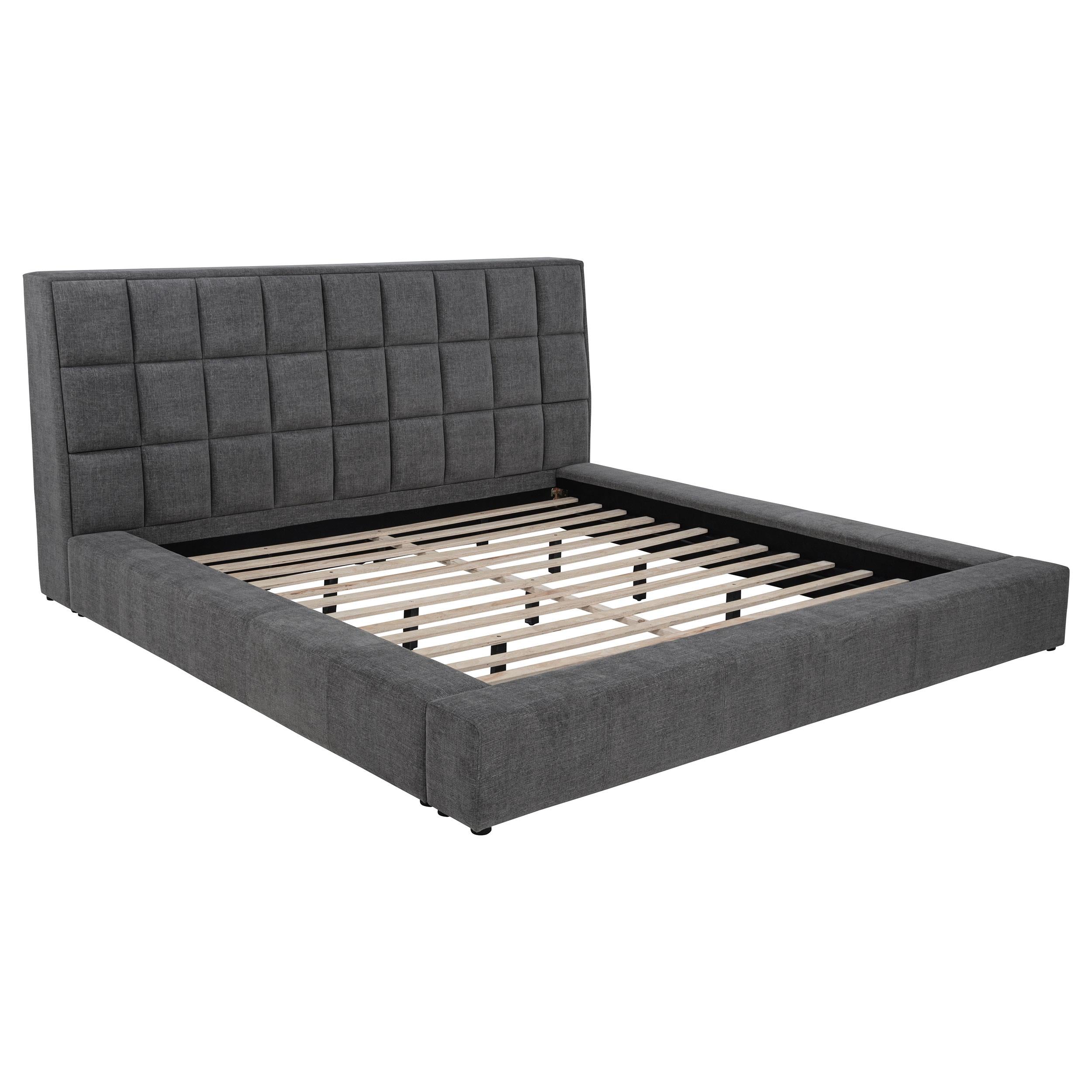 Dreux Upholstered California King Panel Platform Bed Grey - 315948GRYKW