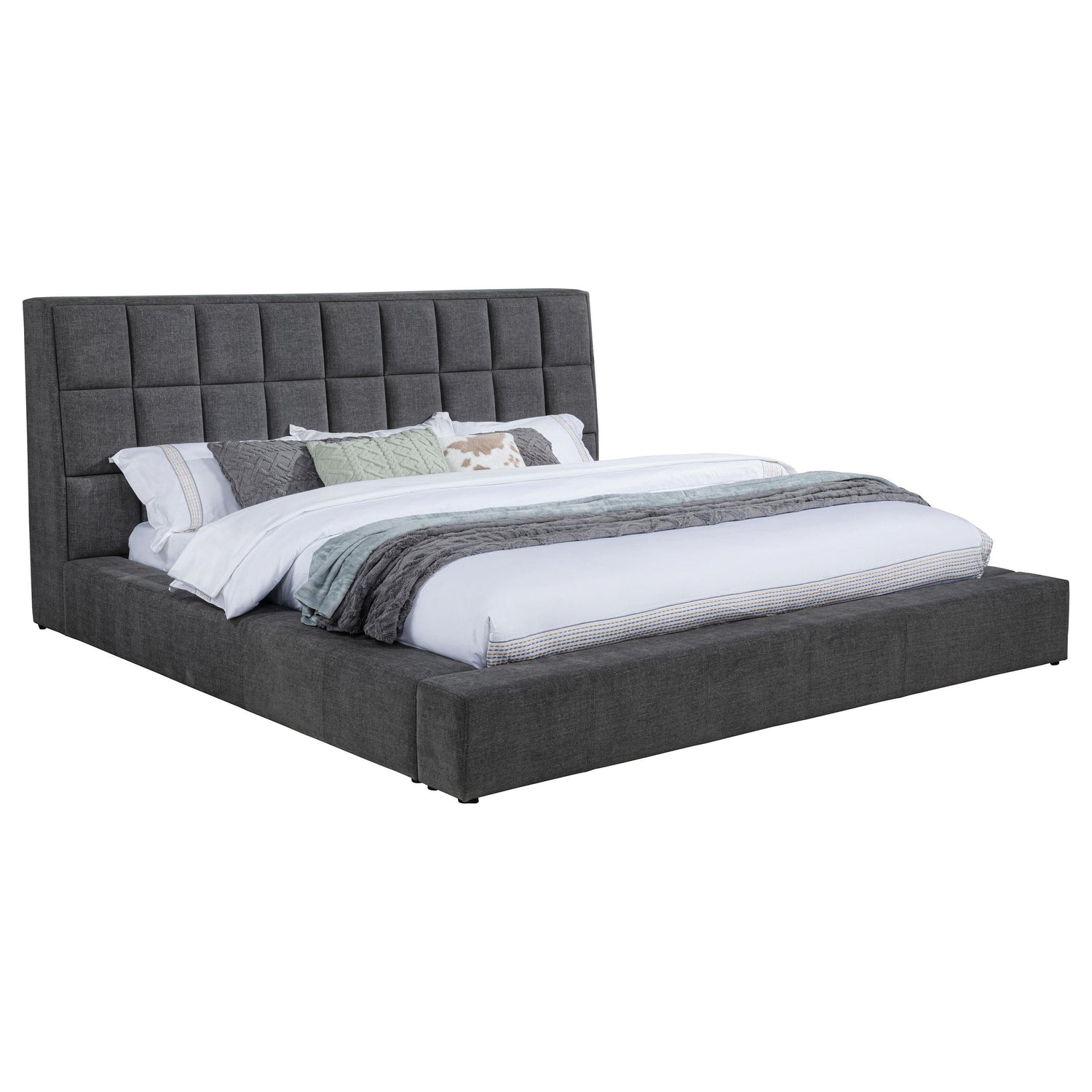 Dreux Upholstered California King Panel Platform Bed Grey - 315948GRYKW