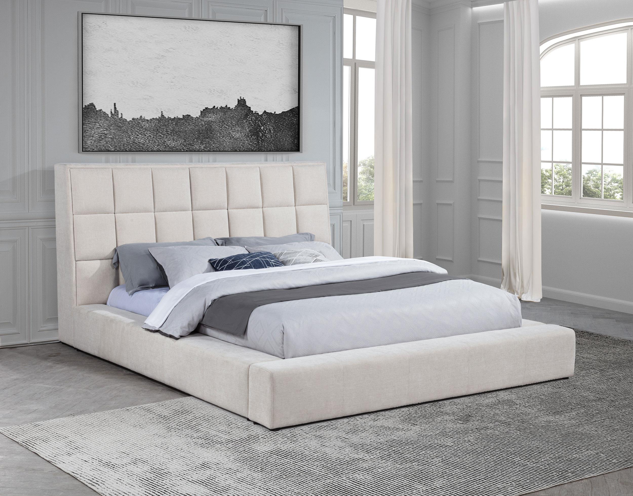 Dreux Upholstered Eastern King Panel Platform Bed Cream - 315948CRMKE