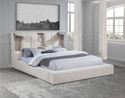 Dreux Upholstered Queen Panel Platform Bed Cream - 315948CRMQ