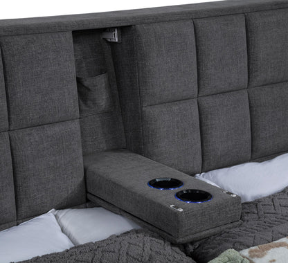 Dreux Upholstered Queen Panel Platform Bed Grey - 315948GRYQ