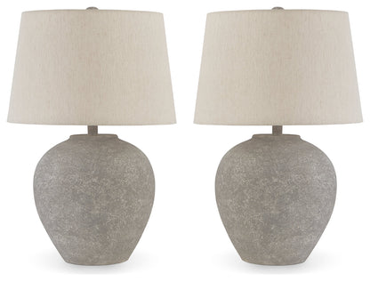 Dreward 2-Piece Table Lamp Set in Distressed Gray - PKG015581