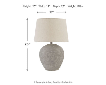 Dreward 2-Piece Table Lamp Set in Distressed Gray - PKG015581