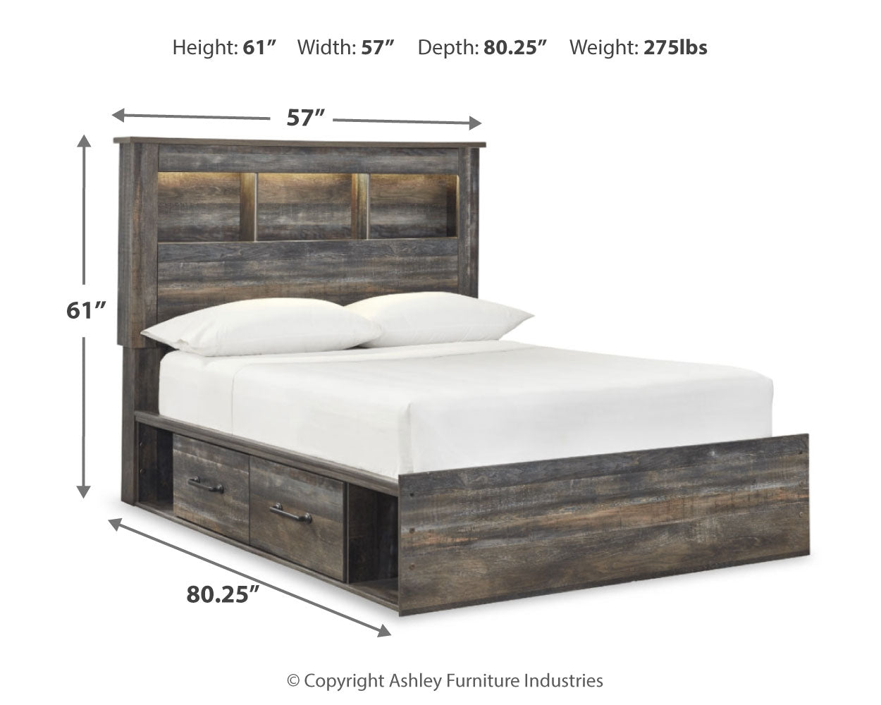 Drystan Full Bookcase Bed with 4 Storage Drawers with Dresser in Multi from Ashley - Luna Furniture