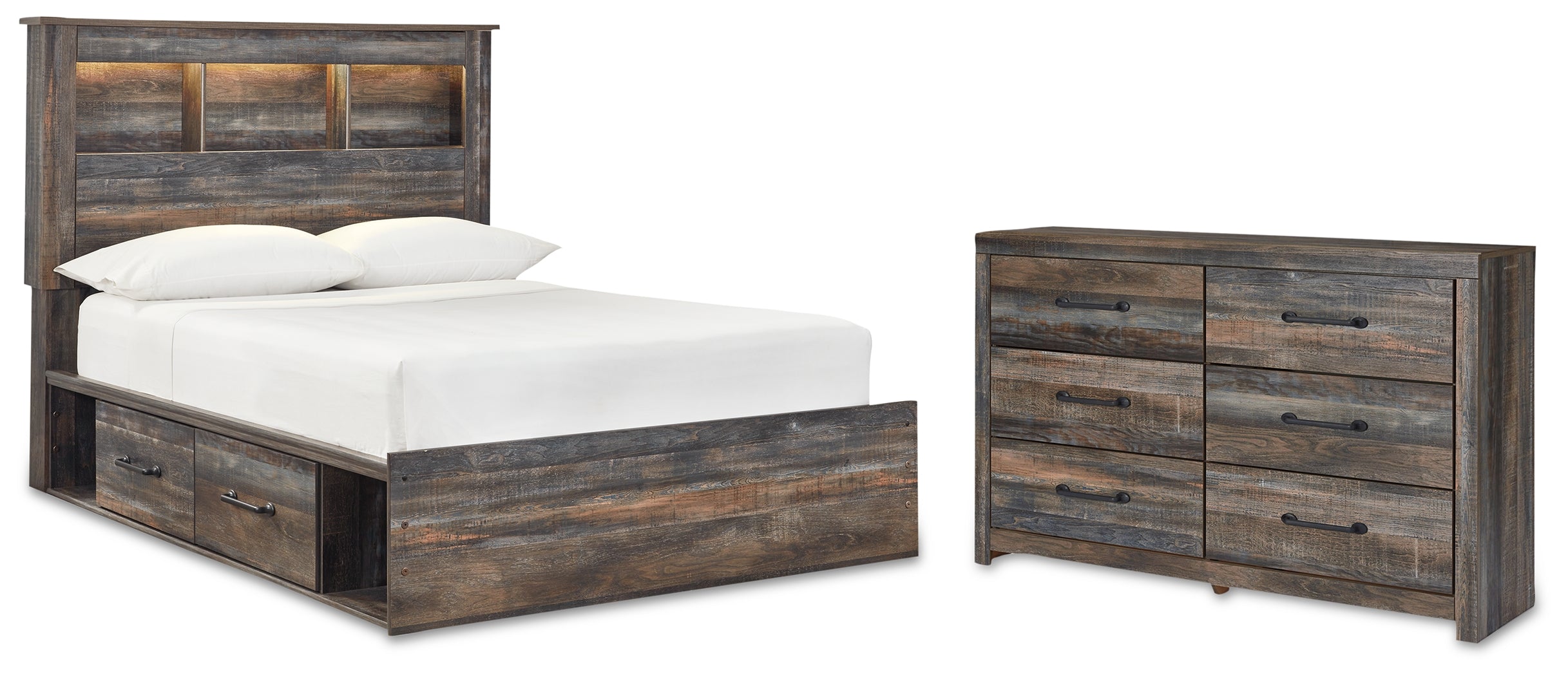 Drystan Full Bookcase Storage Bed and Dresser - B211B100