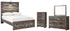 Drystan Full Panel Bed with 2 Storage Drawers with Mirrored Dresser and Chest in Multi - PKG003372
