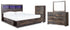 Drystan King Bookcase Bed with 2 Storage Drawers with Mirrored Dresser and Chest in Multi from Ashley - Luna Furniture