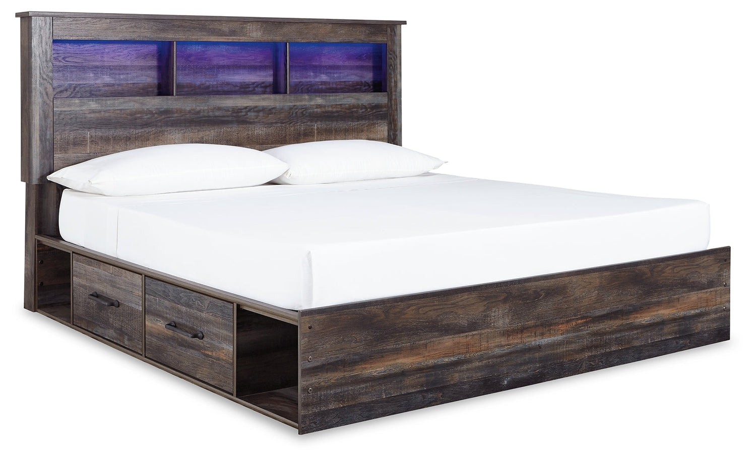Drystan King Bookcase Bed with 4 Storage Drawers with Dresser in Multi from Ashley - Luna Furniture