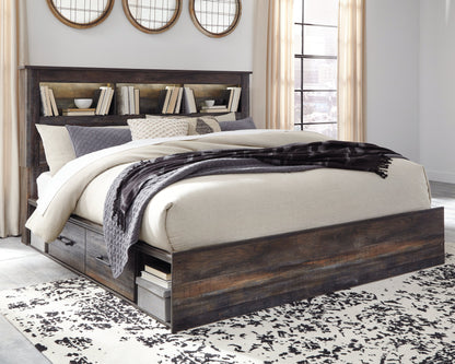 Drystan King Bookcase Bed with 4 Storage Drawers with Dresser in Multi from Ashley - Luna Furniture