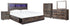 Drystan King Bookcase Bed with 4 Storage Drawers with Mirrored Dresser and 2 Nightstands in Multi - PKG003396