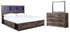 Drystan King Bookcase Bed with 4 Storage Drawers with Mirrored Dresser in Multi - PKG003386