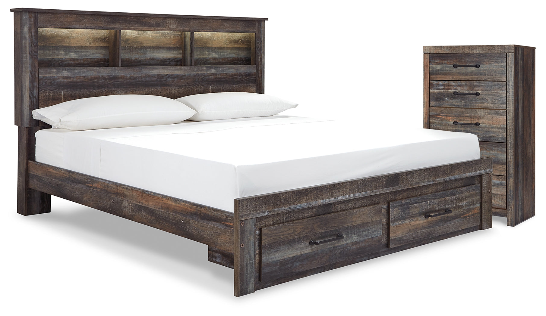 Drystan King Bookcase Storage Bed and Chest - B211B106