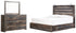 Drystan King Panel Bed with 2 Storage Drawers with Mirrored Dresser in Multi - PKG003199