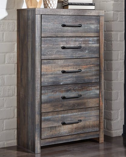 Drystan King Panel Bed with Mirrored Dresser, Chest and 2 Nightstands in Multi from Ashley - Luna Furniture