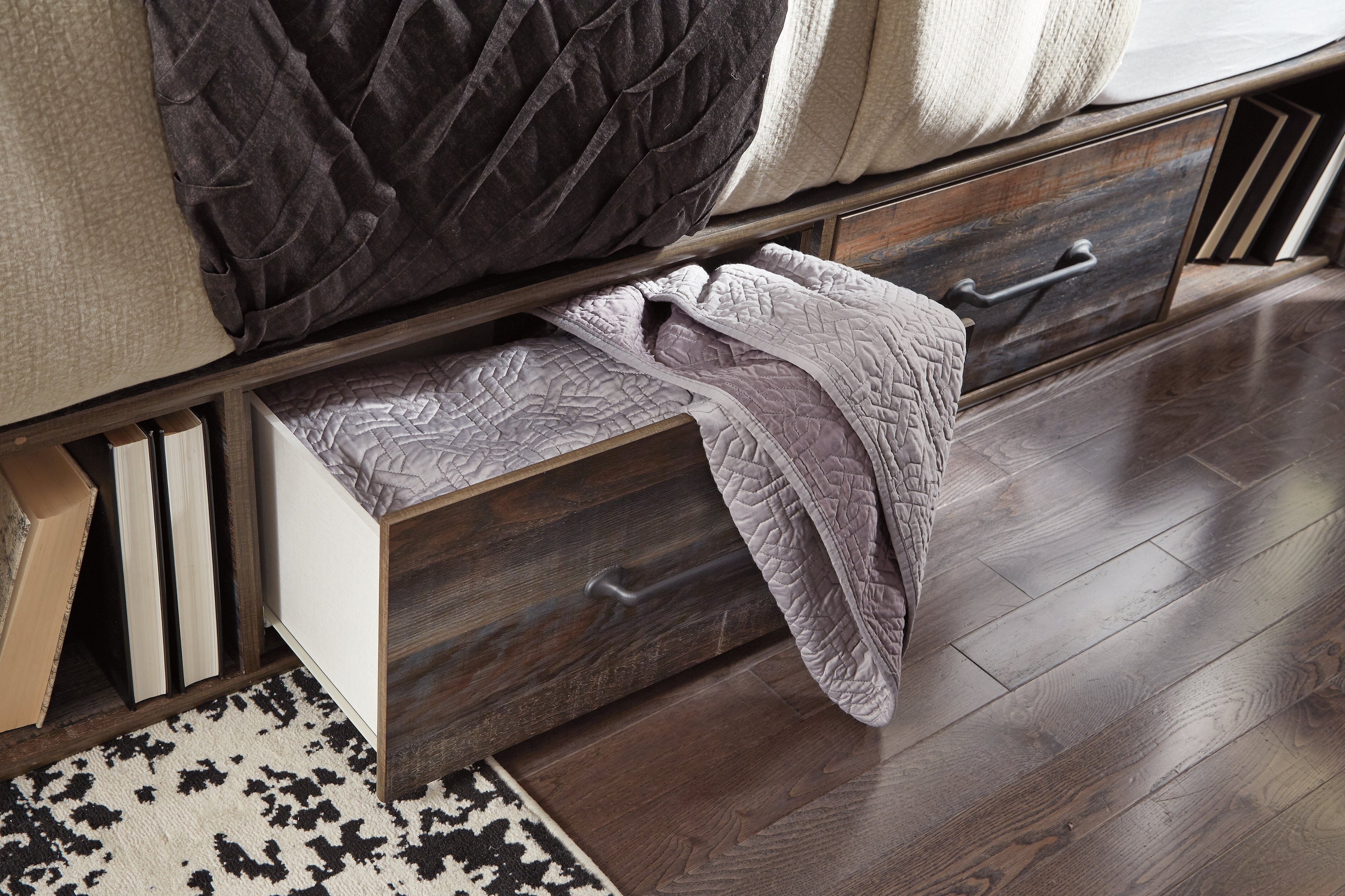 Drystan King Panel Bed with Mirrored Dresser, Chest and 2 Nightstands in Multi from Ashley - Luna Furniture