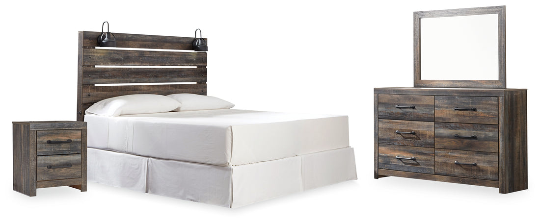 Drystan Multi King Panel Headboard with Metal Frame, Dresser, Mirror, and Nightstand - B211B71