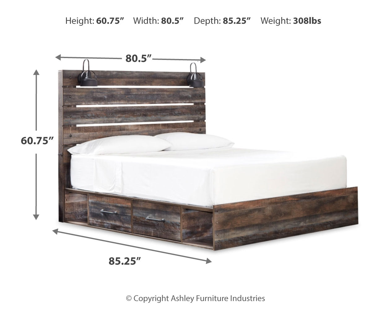 Drystan Multi King Panel Storage Bed and 2 Nightstands - B211B84