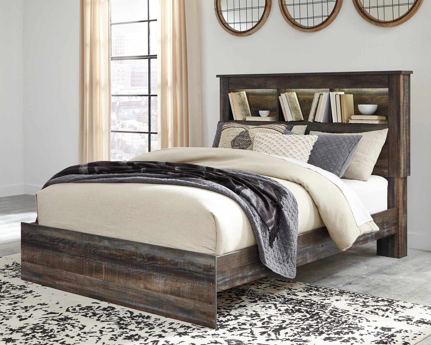 Drystan Multi Queen Bookcase Bed, Dresser and 2 Nightstands - B211B87