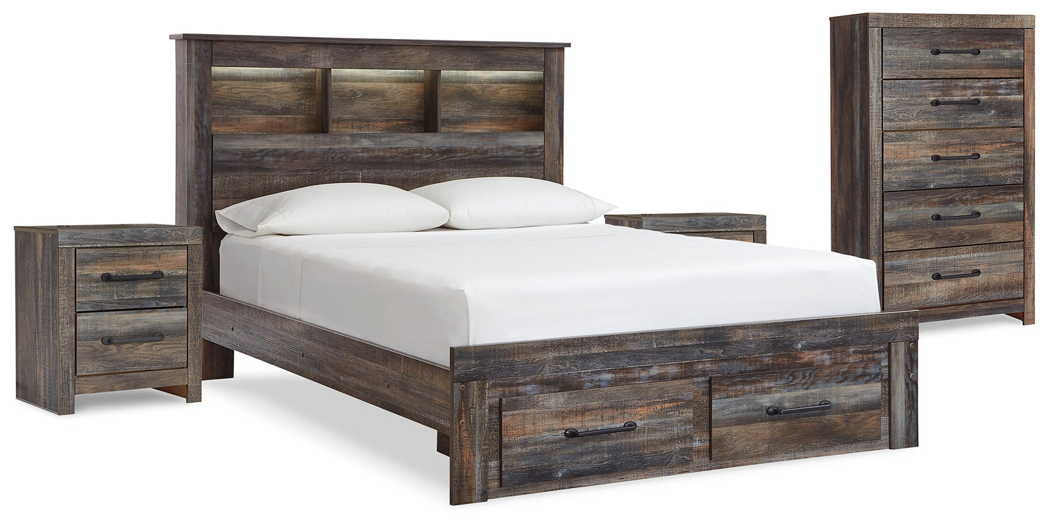 Drystan Multi Queen Bookcase Storage Bed, Chest and 2 Nightstands - B211B69