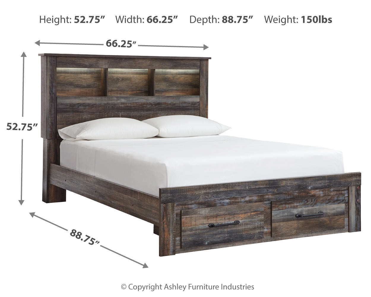 Drystan Multi Queen Bookcase Storage Bed, Chest and 2 Nightstands - B211B69