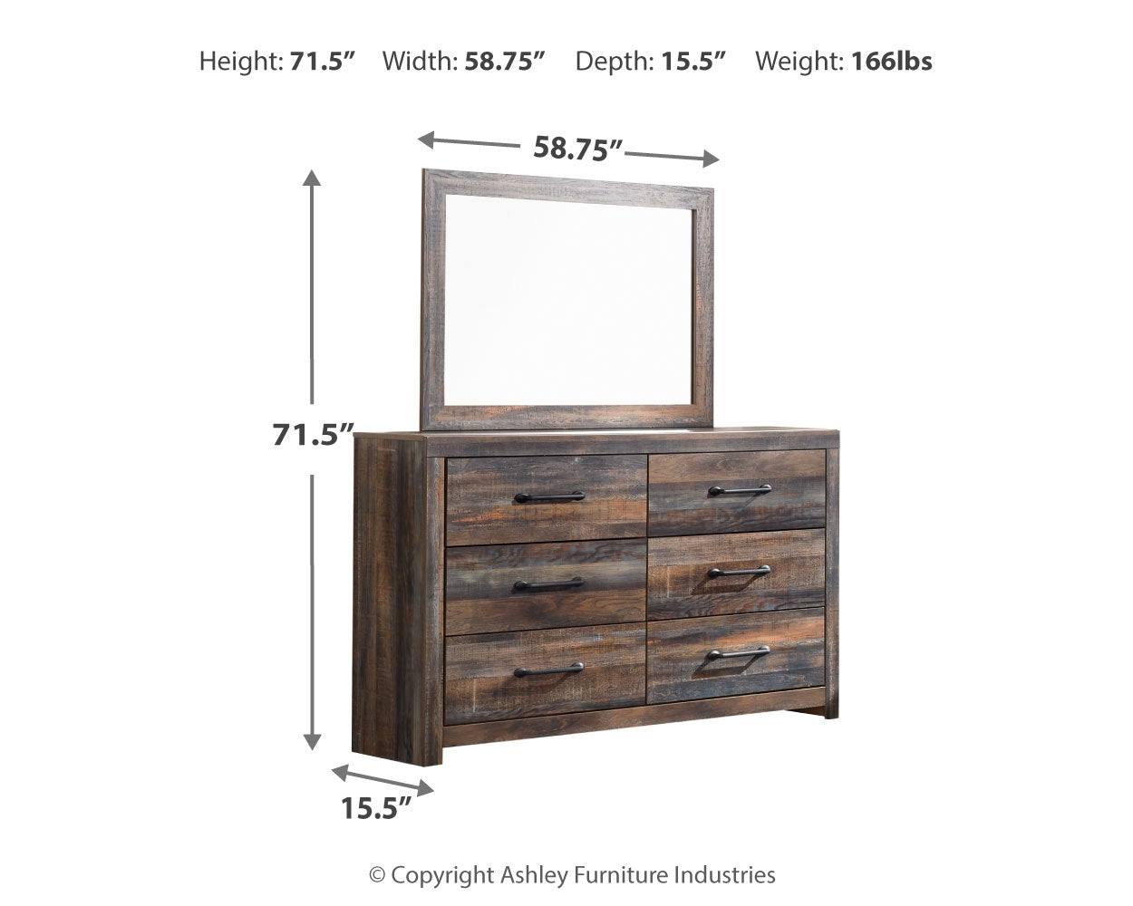 Drystan Multi Queen Bookcase Storage Bed, Dresser, Mirror and 2 Nightstands - B211B19