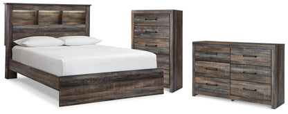 Drystan Queen Bookcase Bed, Dresser and Chest - B211B105