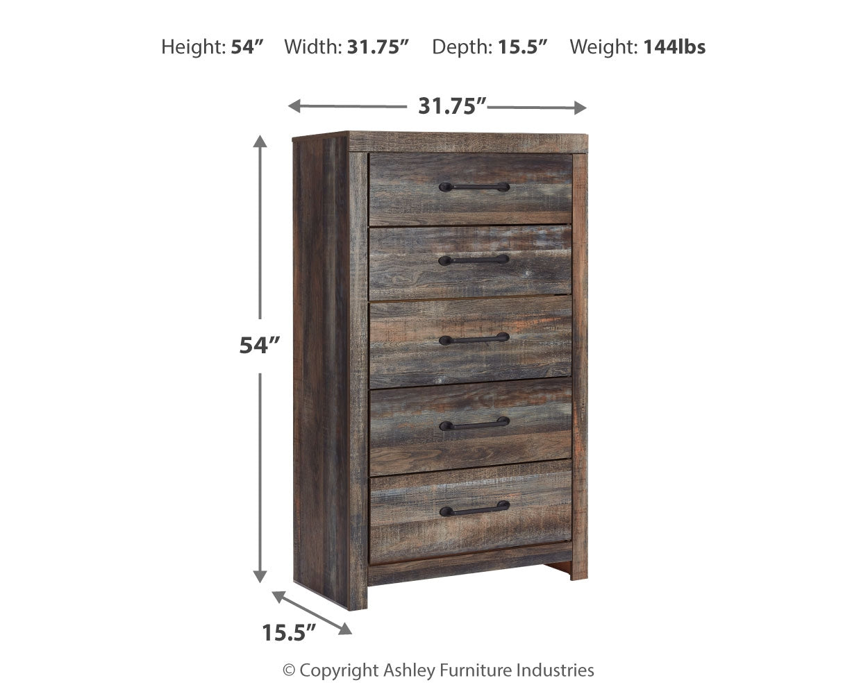 Drystan Queen Bookcase Bed with 2 Storage Drawers with Mirrored Dresser, Chest and 2 Nightstands in Multi from Ashley - Luna Furniture