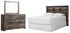 Drystan Queen/Full Bookcase Headboard Bed with Mirrored Dresser in Multi from Ashley - Luna Furniture