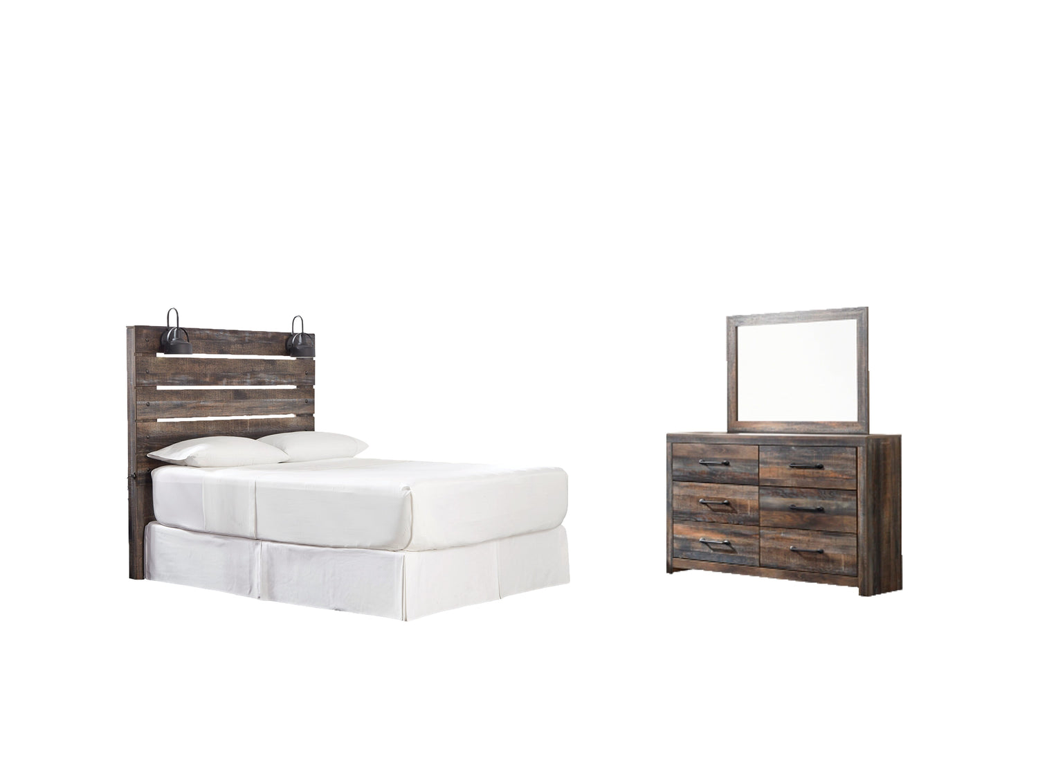 Drystan Queen Panel Headboard Bed with Mirrored Dresser in Multi from Ashley - Luna Furniture