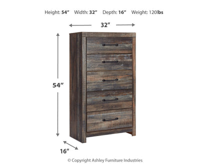 Drystan Twin Panel Bed with 2 Storage Drawers with Mirrored Dresser and Chest in Multi from Ashley - Luna Furniture