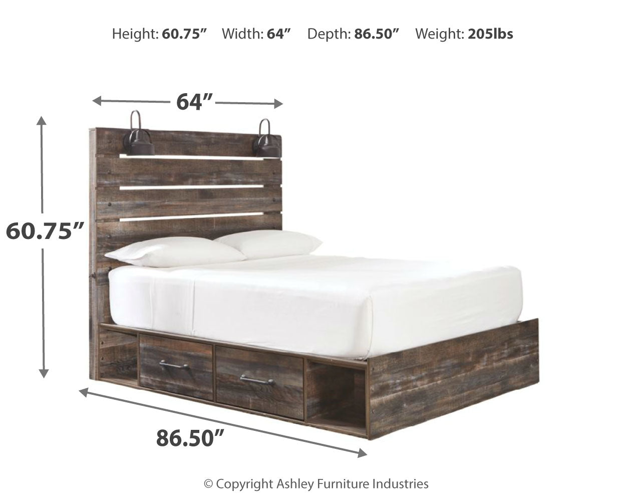 Drystan Twin Panel Bed with 2 Storage Drawers with Mirrored Dresser, Chest and 2 Nightstands in Multi from Ashley - Luna Furniture