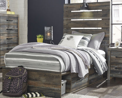 Drystan Twin Panel Bed with 4 Storage Drawers with Dresser in Multi - PKG003174