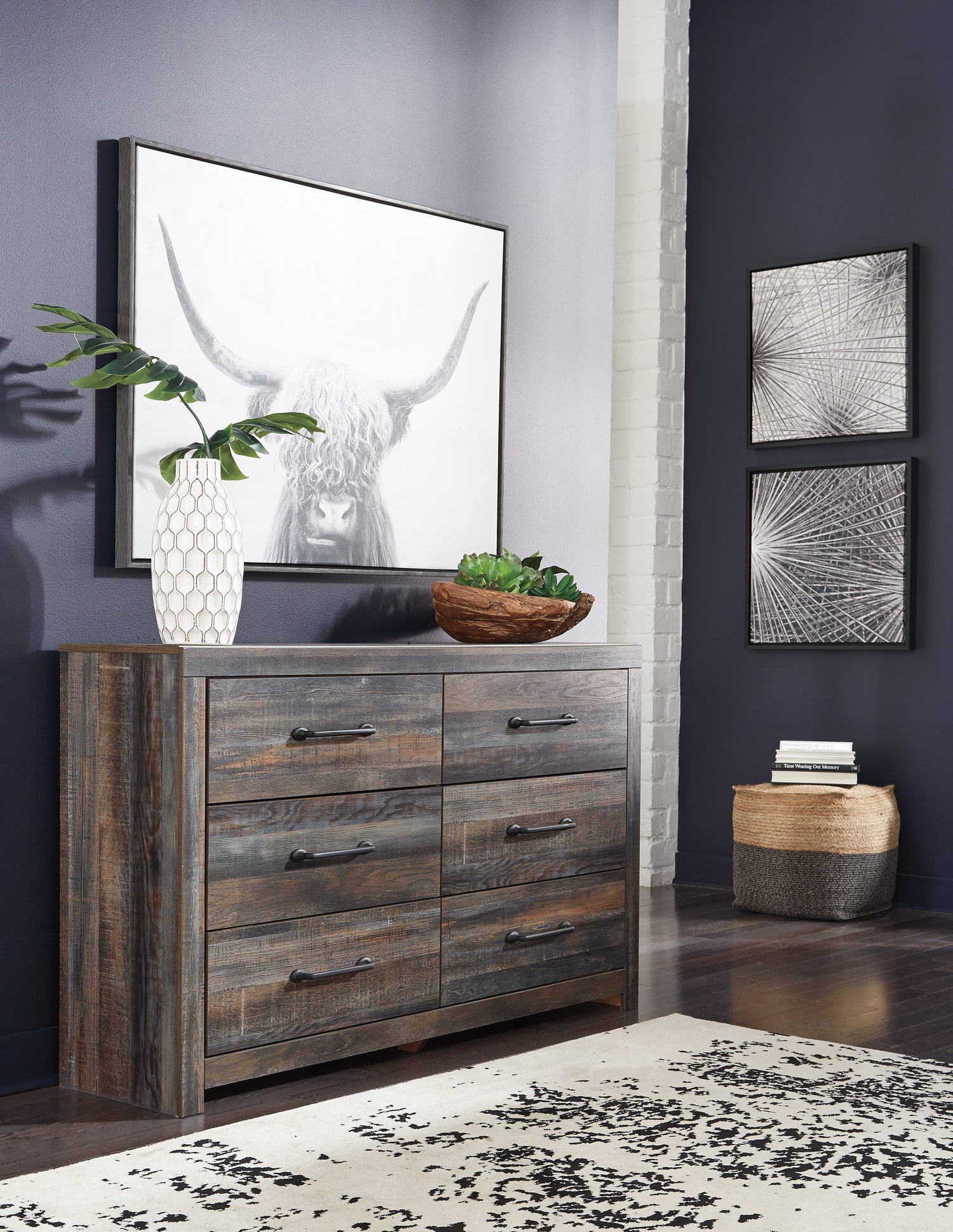 Drystan Twin Panel Bed with Dresser and Nightstand in Multi - PKG020436