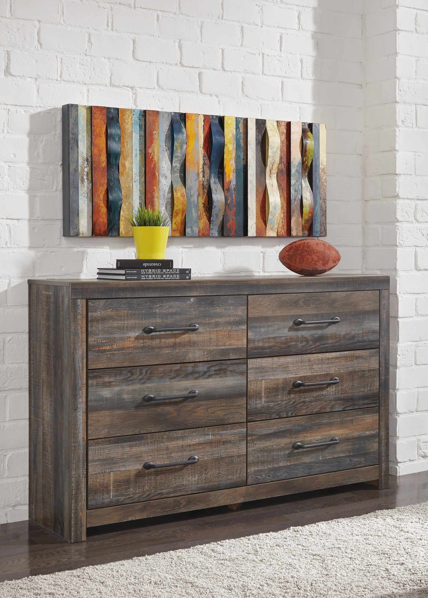 Drystan Twin Panel Bed with Dresser and Nightstand in Multi - PKG020436