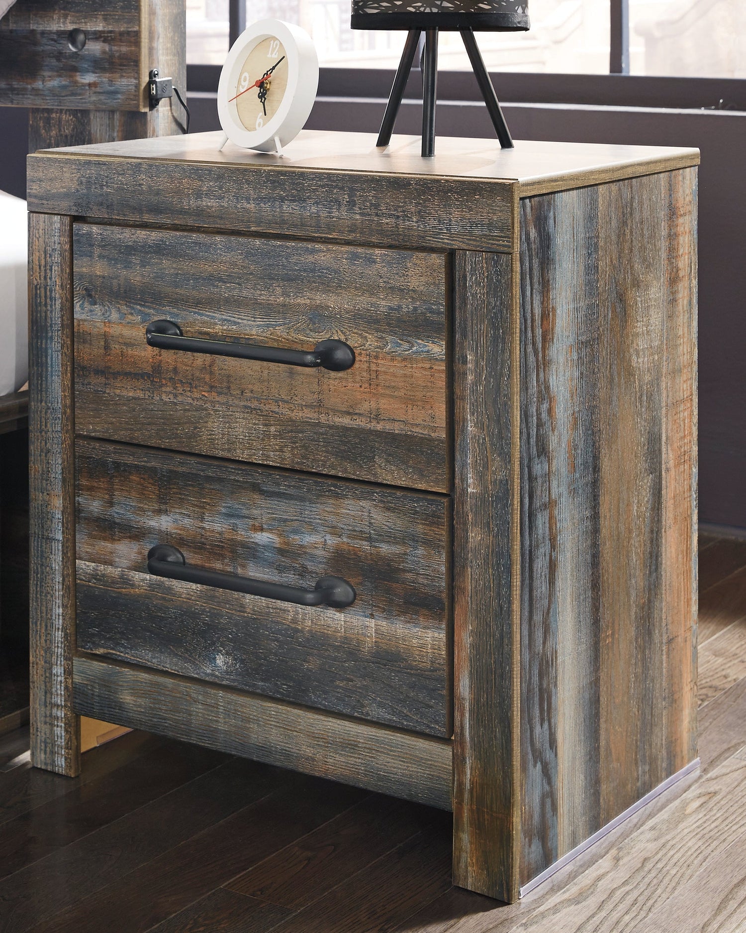 Drystan Twin Panel Bed with Nightstand in Multi - PKG000706