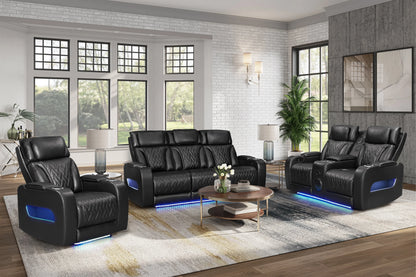 DUBAI 3PC Black Power Reclining Set - DUBAI BLACK