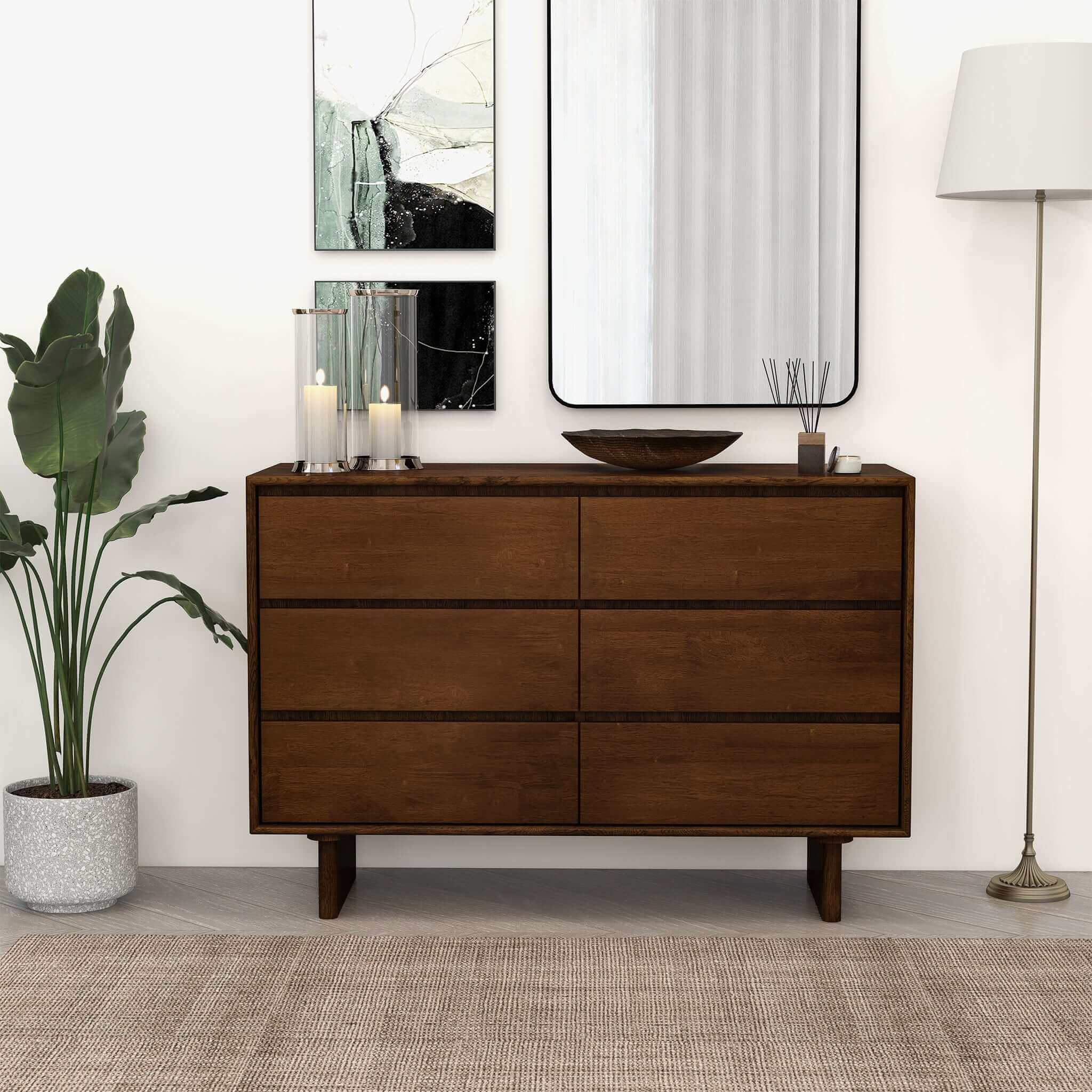 Dubrovnik Mid Century Modern Walnut Dresser With 6 Drawers - DRS00700201