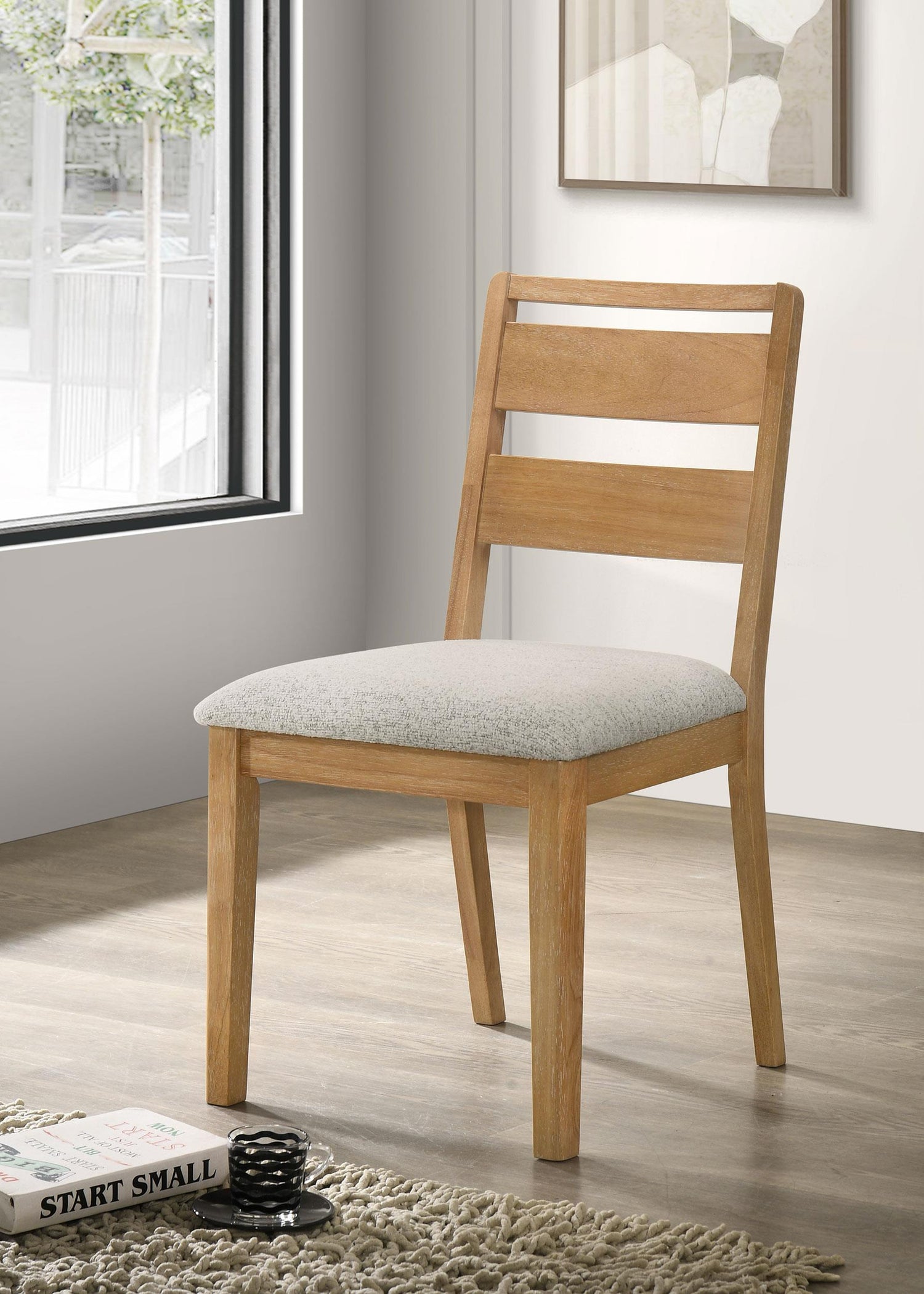Duncan Ladder Back Dining Side Chair Washed Oak (Set of 2) - 193652