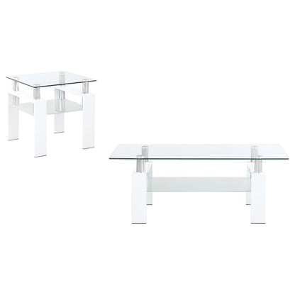 Dyer 2-piece Rectangular Coffee and End Table Set White - 703438-S2