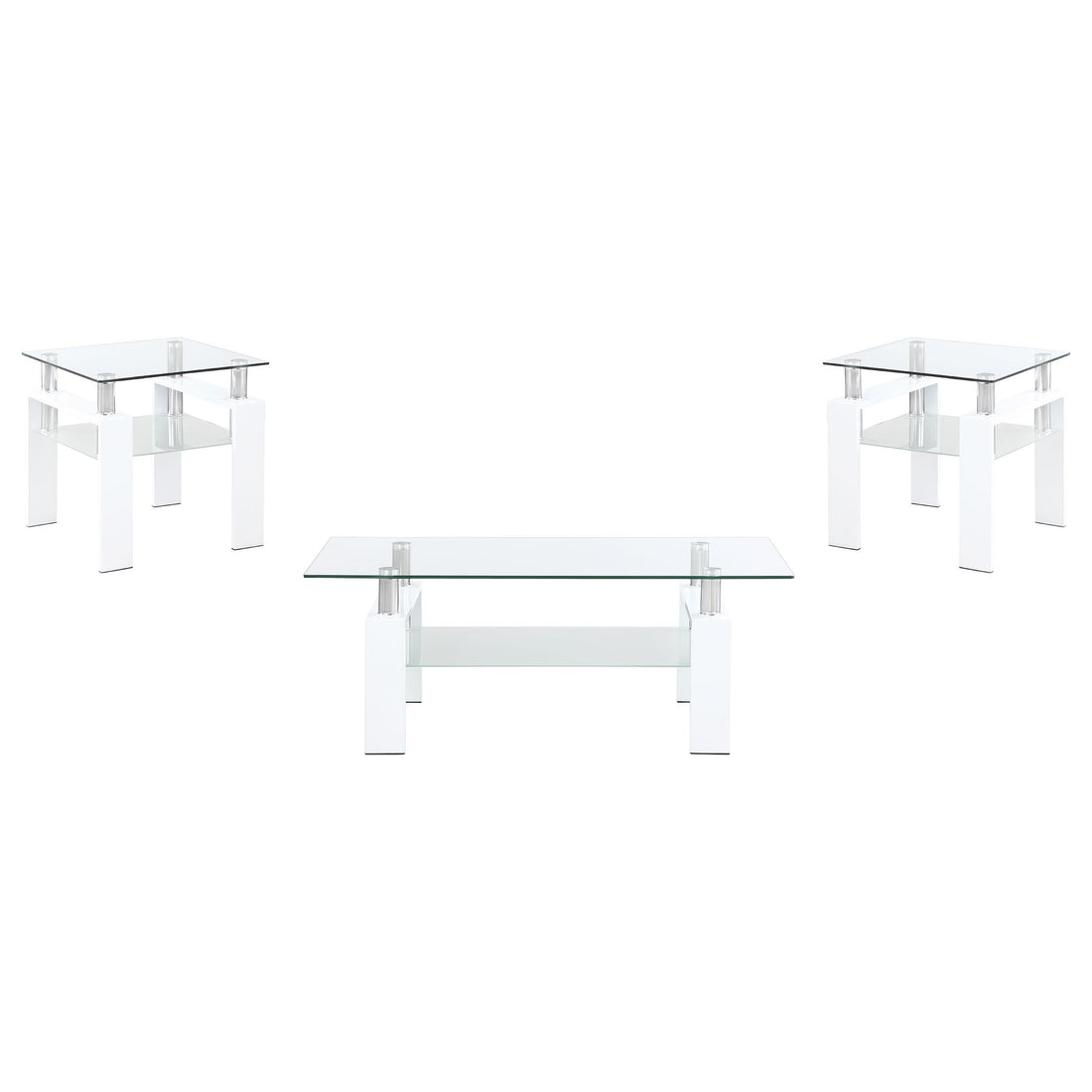 Dyer 3-piece Rectangular Coffee and End Table Set White - 703438-S3