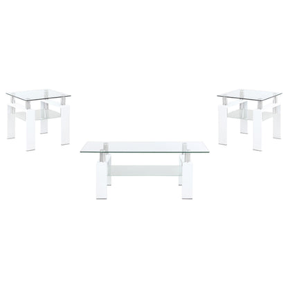 Dyer 3-piece Rectangular Coffee and End Table Set White - 703438-S3