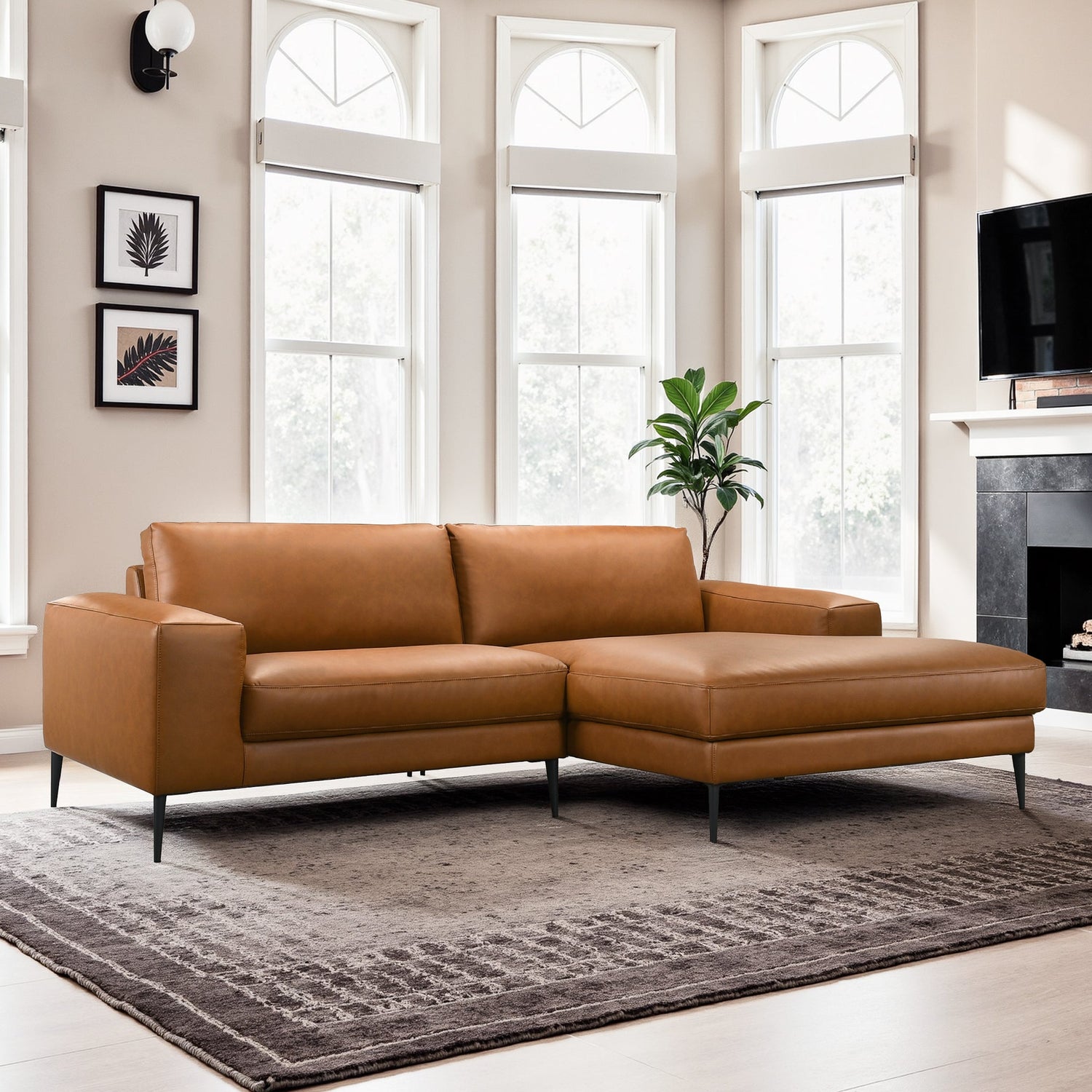 Easley Mid Century Modern Vegan Leather Wide-Arm Sofa - SEC00403702