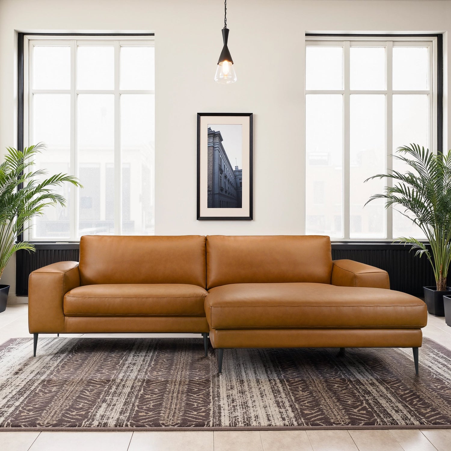 Easley Mid Century Modern Vegan Leather Wide-Arm Sofa - SEC00403702