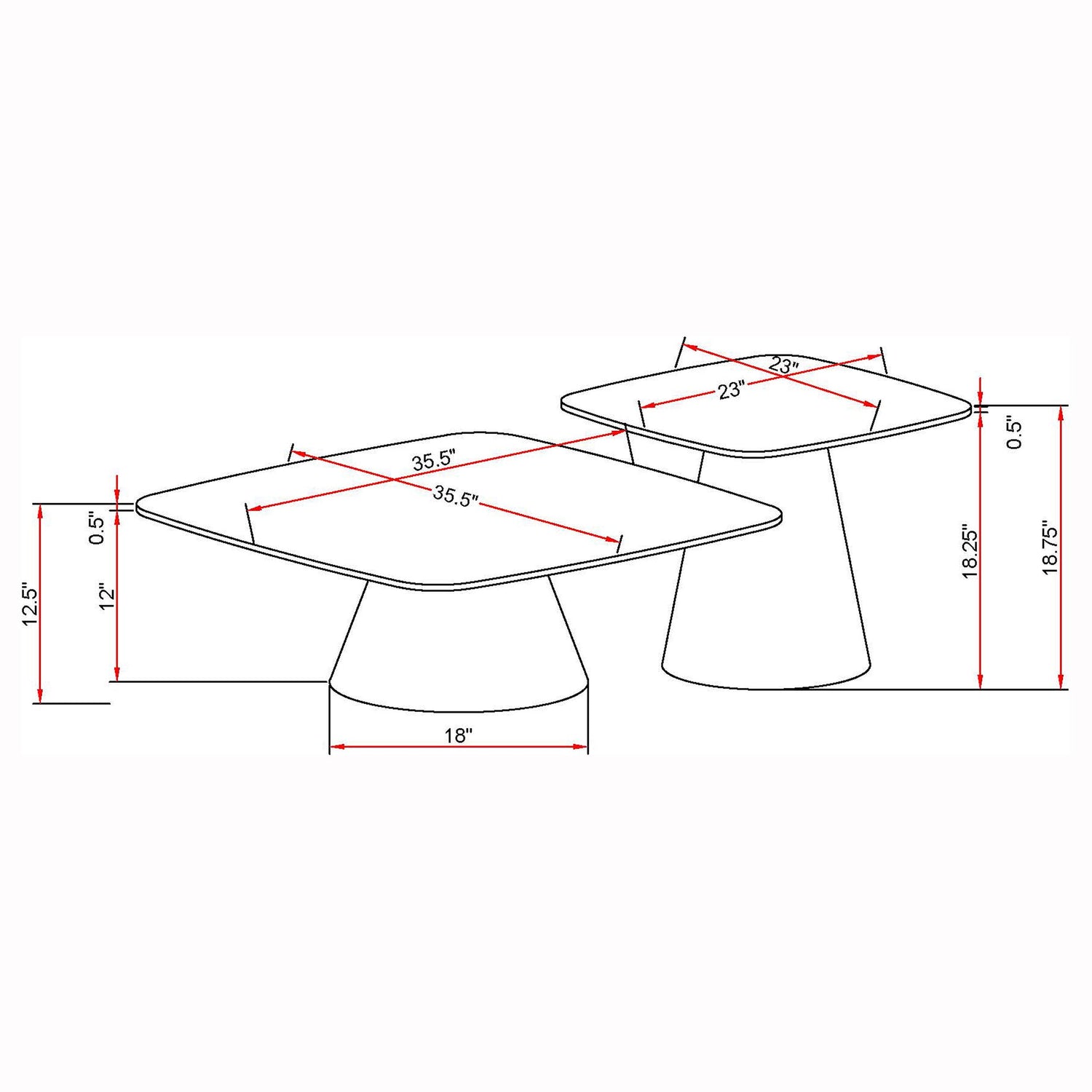 Eason 2-piece Cocktail Coffee Table Set Concrete and Black - 703500