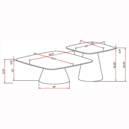 Eason 2-piece Cocktail Coffee Table Set Concrete and Black - 703500