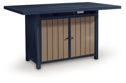 East Beach Blue Outdoor Bar Table with Fire Pit - PCP587-665