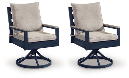 East Beach Blue Outdoor Swivel Chair with Cushion (Set of 2) - PCP587-602A
