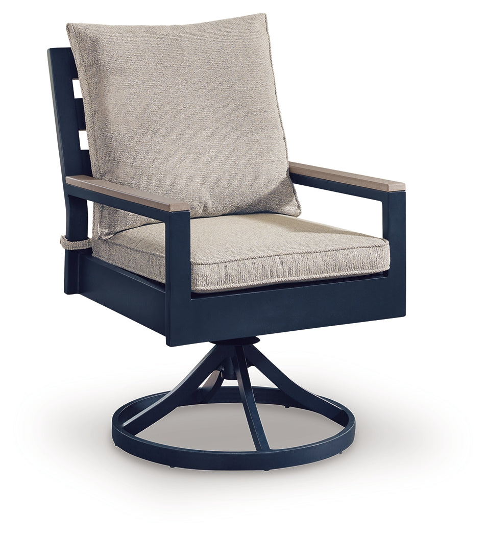 East Beach Blue Outdoor Swivel Chair with Cushion (Set of 2) - PCP587-602A