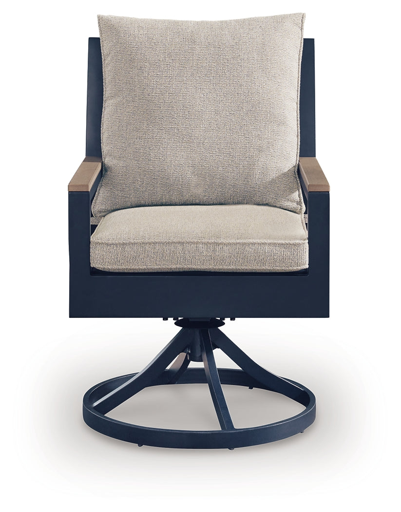 East Beach Blue Outdoor Swivel Chair with Cushion (Set of 2) - PCP587-602A